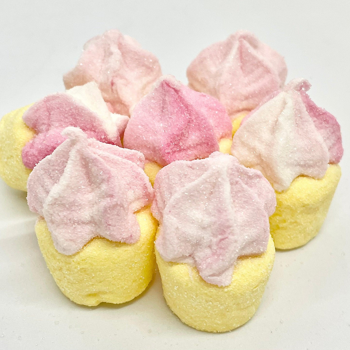 Indulge in the cutest treat with Cupcake Mallows - soft vanilla marshmallows coated in sugar and shaped like cupcakes! Perfect for parties or just when you crave something sweet. A fun and delicious alternative to traditional cupcakes. Eye-catching and tasty, these are a must-try for any sweet lover.