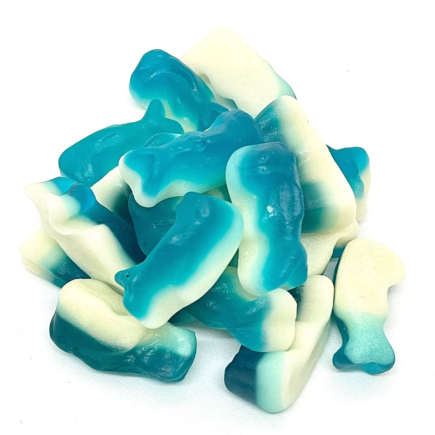 Enjoy the delicious taste of Mini Dolphins - fruit-flavoured jelly and foam sweets shaped like adorable dolphins. . Dive into a sea of flavour and indulge in these cute and tasty sweets at that sweet place.