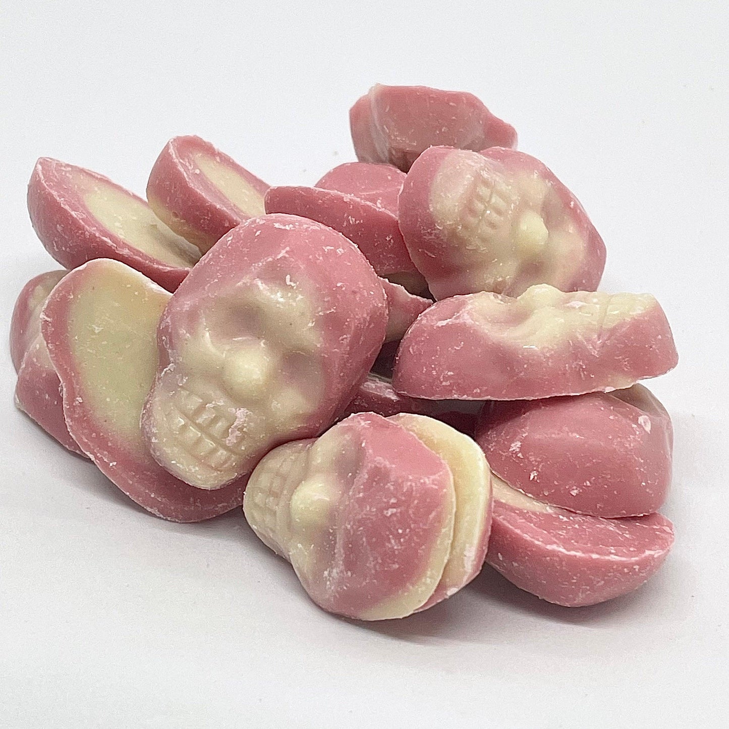 Experience a chillingly delicious treat with Skull Crushers. These spooky skulls are strawberry and cream flavour, perfect for satisfying your sweet tooth. Enjoy the unique shape and taste of these chocolate treats that are sure to delight.